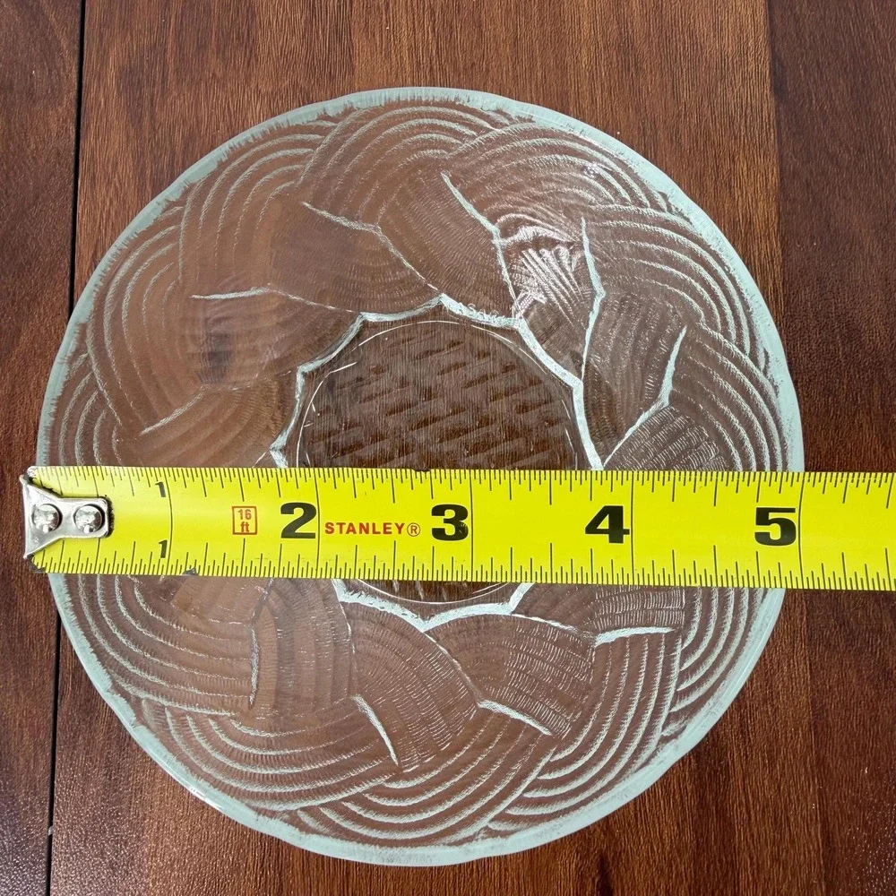 Pasari Indonesia (4) Clear Glass Cereal Soup Bowls Basketweave‎ Wave VTG 90s